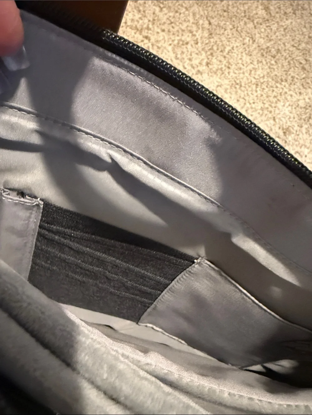 Gray and Tan Tote Bag with Leather Handles